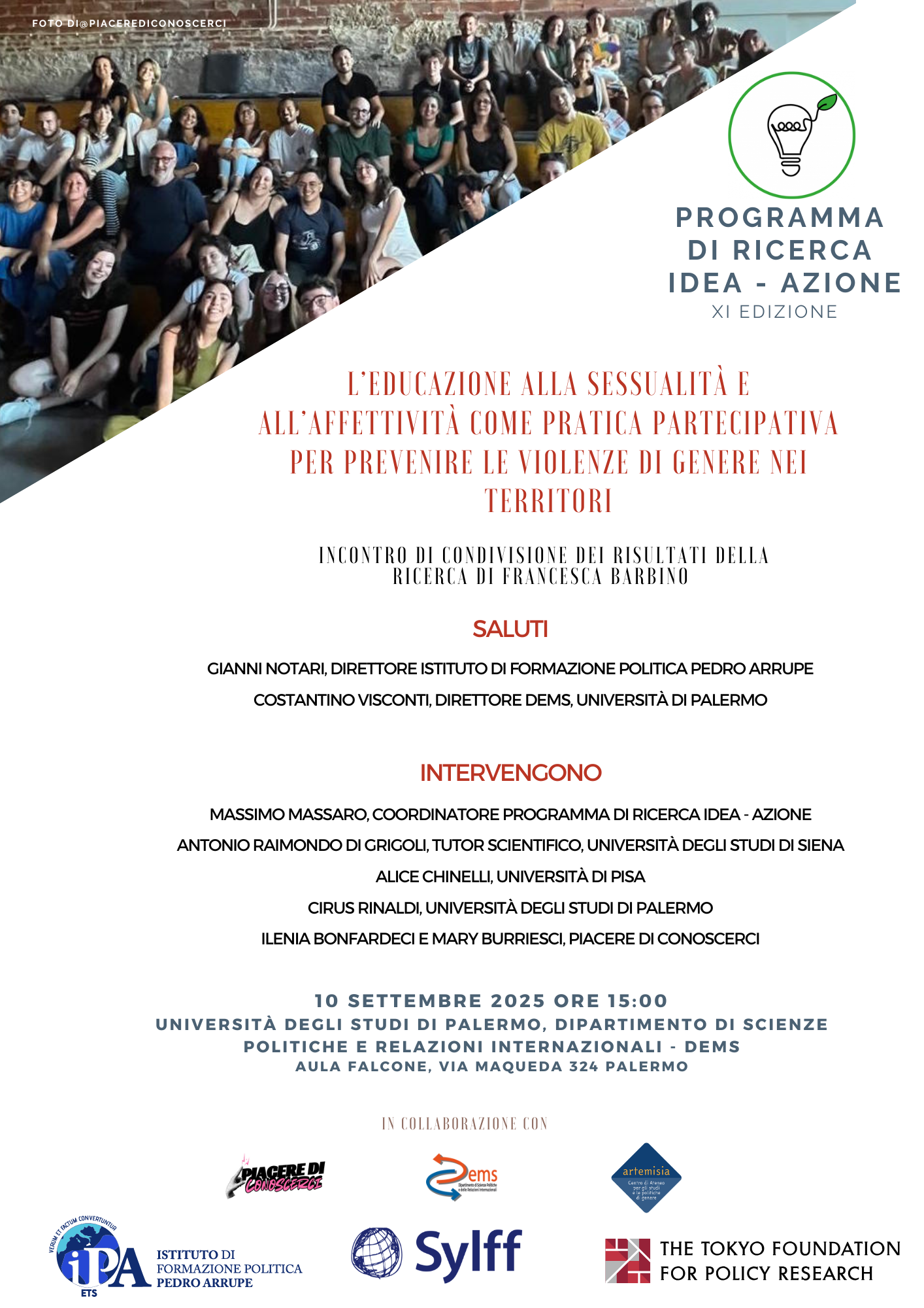 Programma di ricerca “Idea – Azione”. 3 incontri x 3 ricerche 2025: primo appuntamento sull’educazione affettiva